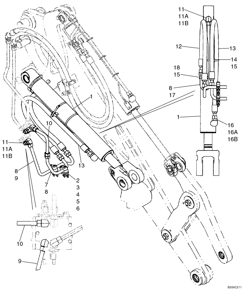 Схема запчастей Case 721E - (08-12) - HYDRAULICS - LOADER LIFT ( XT ) LEFT SIDE COMPONENTS (08) - HYDRAULICS