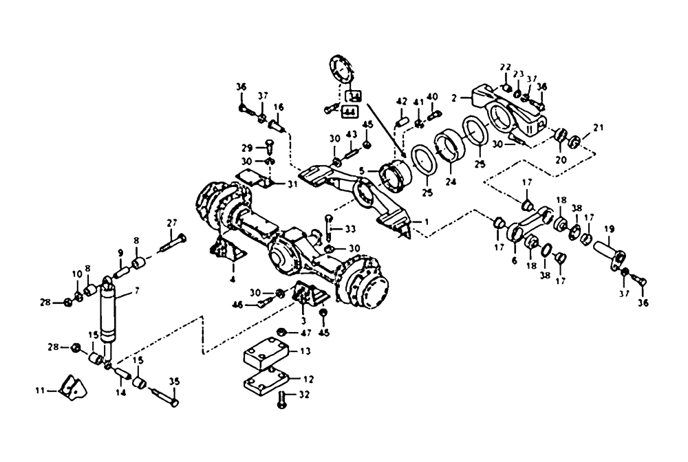 Схема запчастей Case 330 - (38A00010600[03]) - FRONT SUSPENSION (87518925) (11) - AXLES/WHEELS