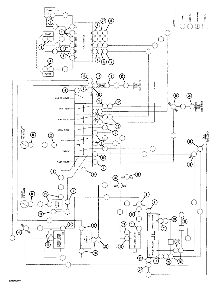 Схема запчастей Case 300CM - (9-32) - HYDRAULIC CIRCUIT FITTINGS - 300CM 