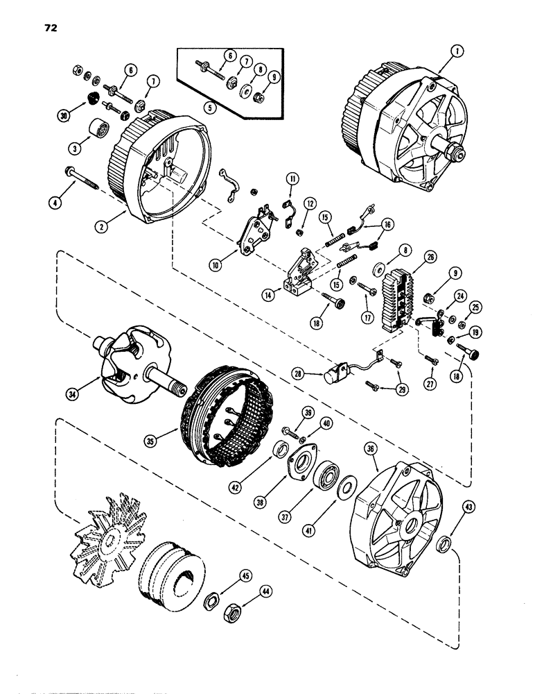 Схема запчастей Case W24B - (072) - L59901 ALTERNATOR, 40 AMP - 24 VOLT (04) - ELECTRICAL SYSTEMS