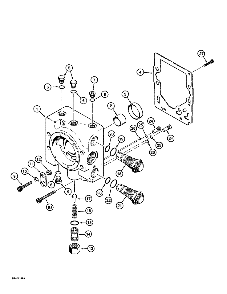 Схема запчастей Case 860 - (6-18) - ATTACHMENT DRIVE PUMP ASSEMBLY (FRONT SECTION) - H674753 - END COVER AND VALVES (06) - POWER TRAIN