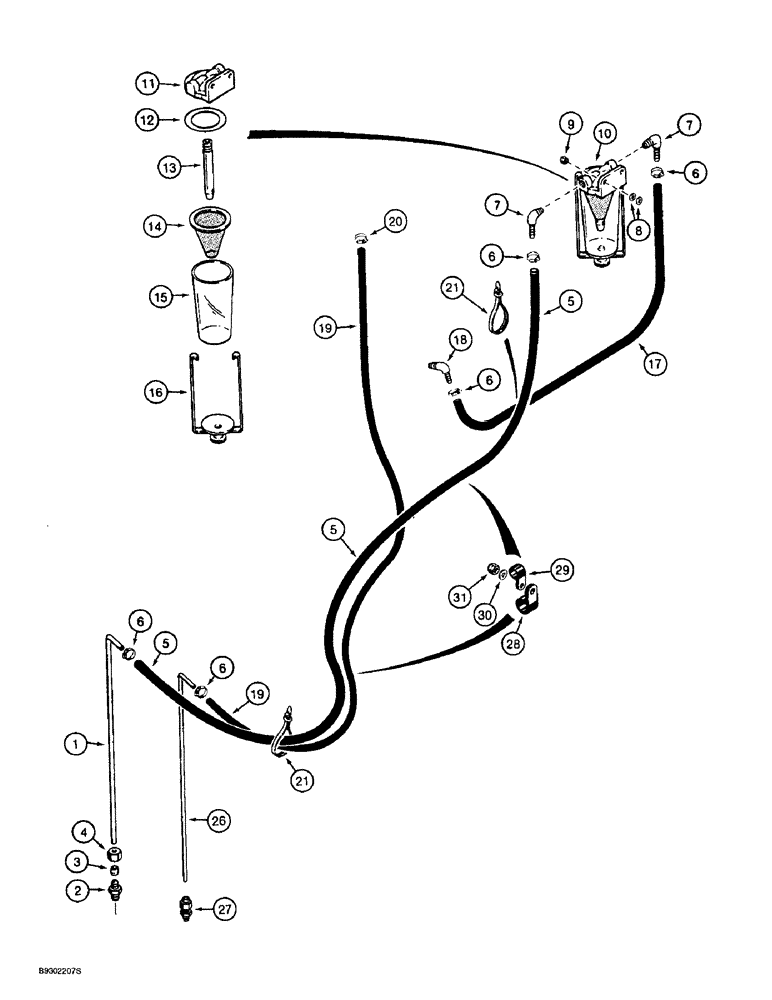 Схема запчастей Case 721B - (3-04) - FUEL LINES AND SEDIMENT BOWL, PRIOR TO P.I.N JEE0041186 (03) - FUEL SYSTEM