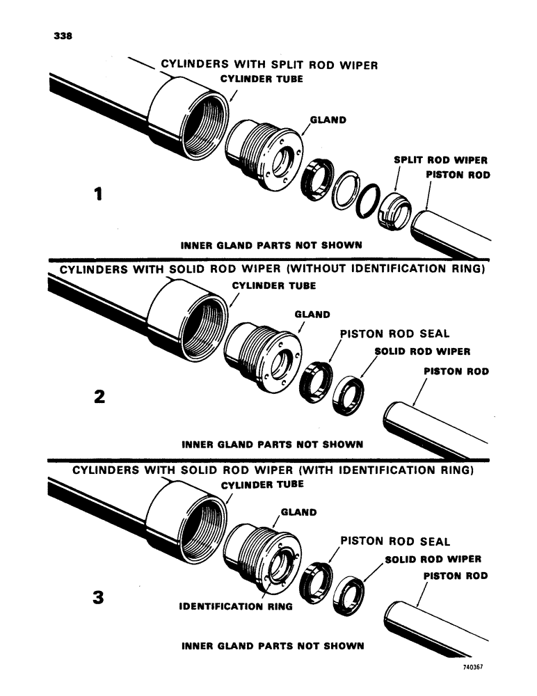 Схема запчастей Case 450 - (338) - CYLINDER IDENTIFICATION, BUCKET CLAM CYLINDERS (07) - HYDRAULIC SYSTEM