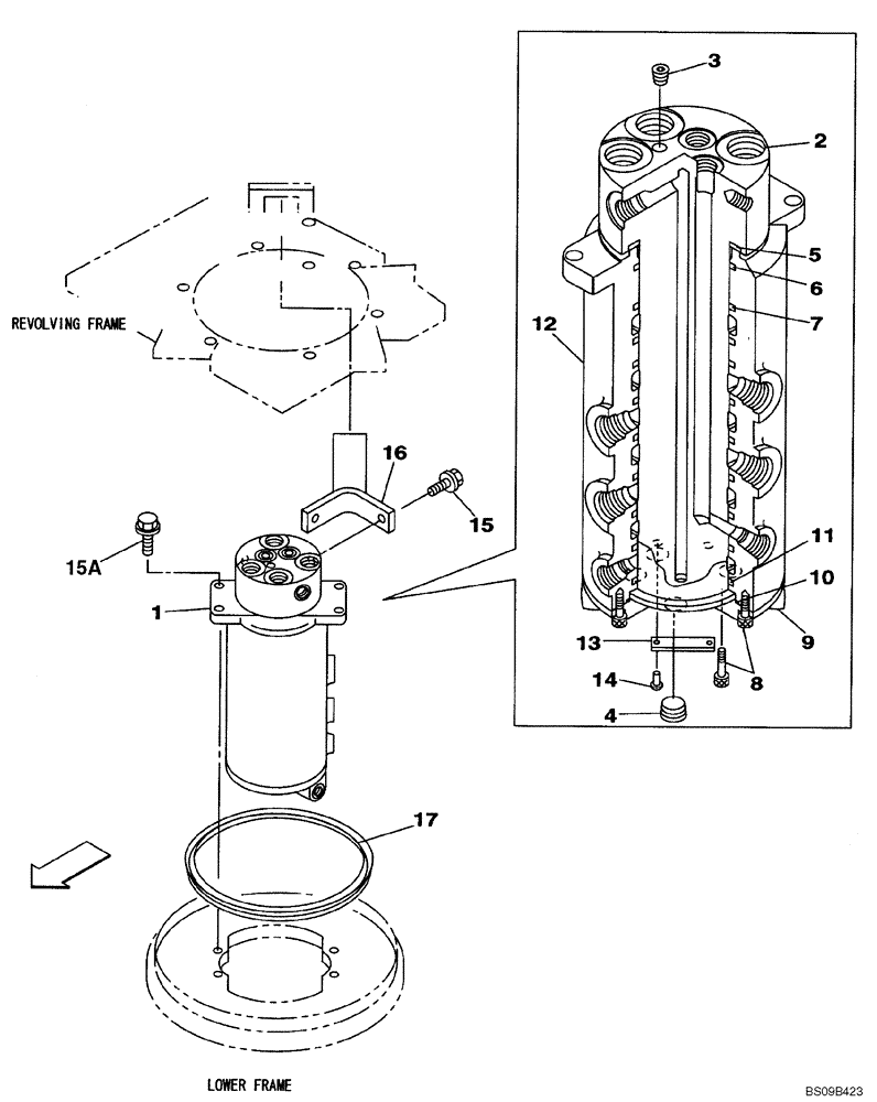 Схема запчастей Case CX130B - (08-52) - HYDRAULICS - JOINT, SWIVEL CENTER - MODELS WITH DOZER BLADE (08) - HYDRAULICS