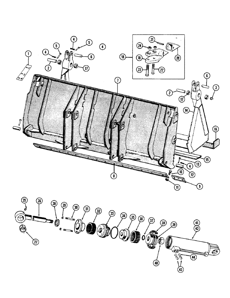 Схема запчастей Case W9A - (144) - 4-IN-1 SEGMENTED BUCKET, A17668 - A17669 CLAM CYLINDER (09) - CHASSIS