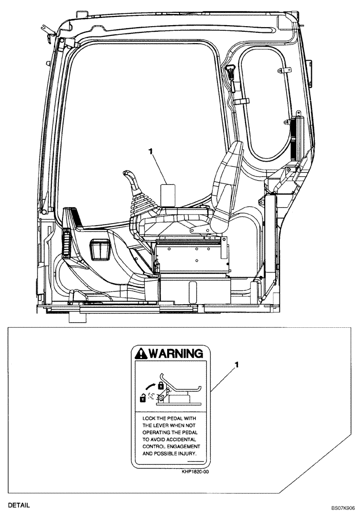 Схема запчастей Case CX135SR - (09-32) - DECALS - FOOT CONTROL - CAB (09) - CHASSIS/ATTACHMENTS