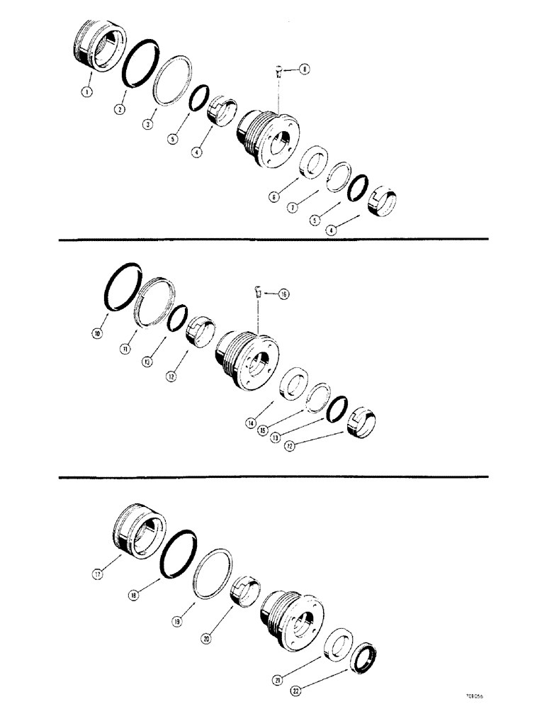 Схема запчастей Case 310G - (286) - CYLINDER PACKING KITS, USED IN RIPPER CYLS., 3" I.D. TUBE & 1-1/2" DIA ROD, D37353 CYL. PACKING KIT (07) - HYDRAULIC SYSTEM