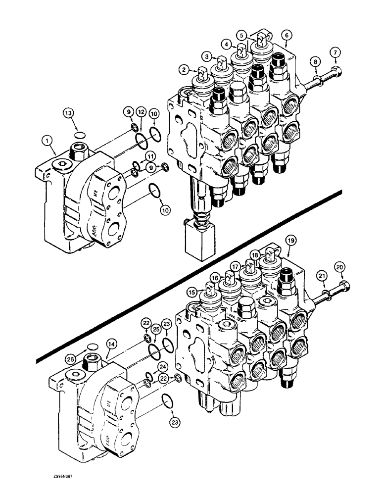 Схема запчастей Case 1155E - (8-112) - FOUR SPOOL VALVE, LOADER WITH RIPPER AND CLAM BUCKET (08) - HYDRAULICS