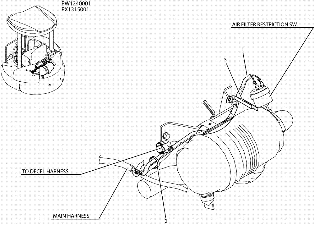 Схема запчастей Case CX36B - (01-063) - HARNESS ASSY (CLEANER AIR) (55) - ELECTRICAL SYSTEMS