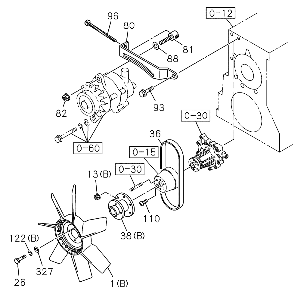 Схема запчастей Case CX210C NLC - (10.414.01) - BELT AND VENTILATOR - FAN GUARD (10) - ENGINE