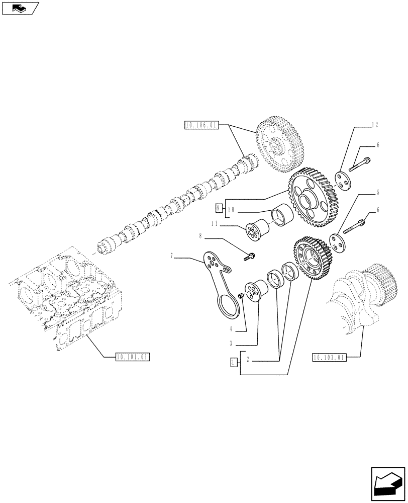 Схема запчастей Case F2CE9684E E017 - (10.106.03) - INTERMEDIATE CONTROLS (504129274) (01) - ENGINE