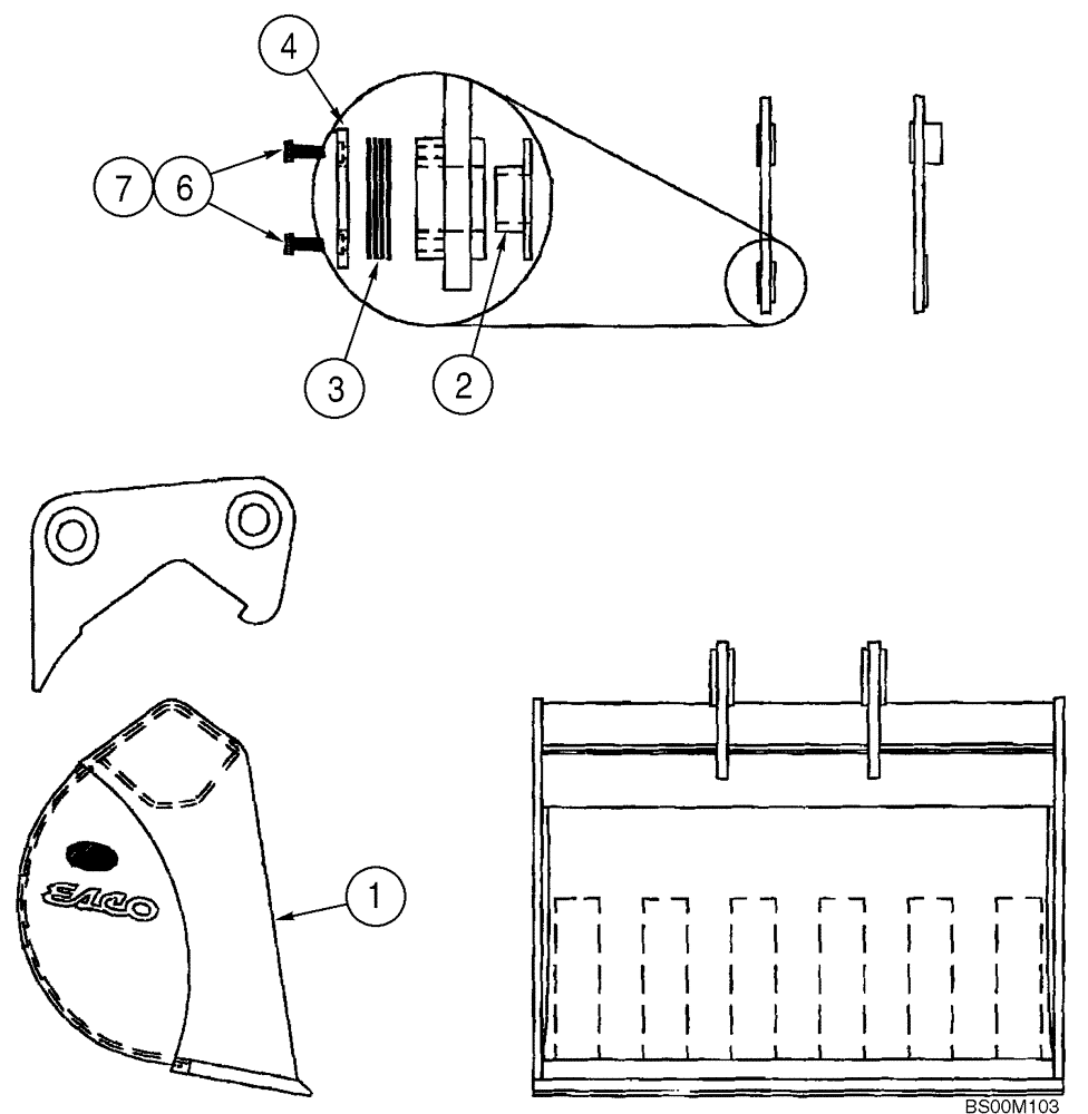 Схема запчастей Case CX210 - (09-43) - BUCKETS, ESCO - DITCH CLEANING BUCKETS (09) - CHASSIS