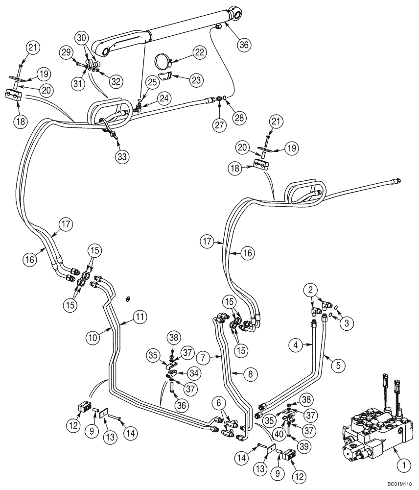 Схема запчастей Case 90XT - (08-02) - HYDRAULICS - LOADER BUCKET (08) - HYDRAULICS