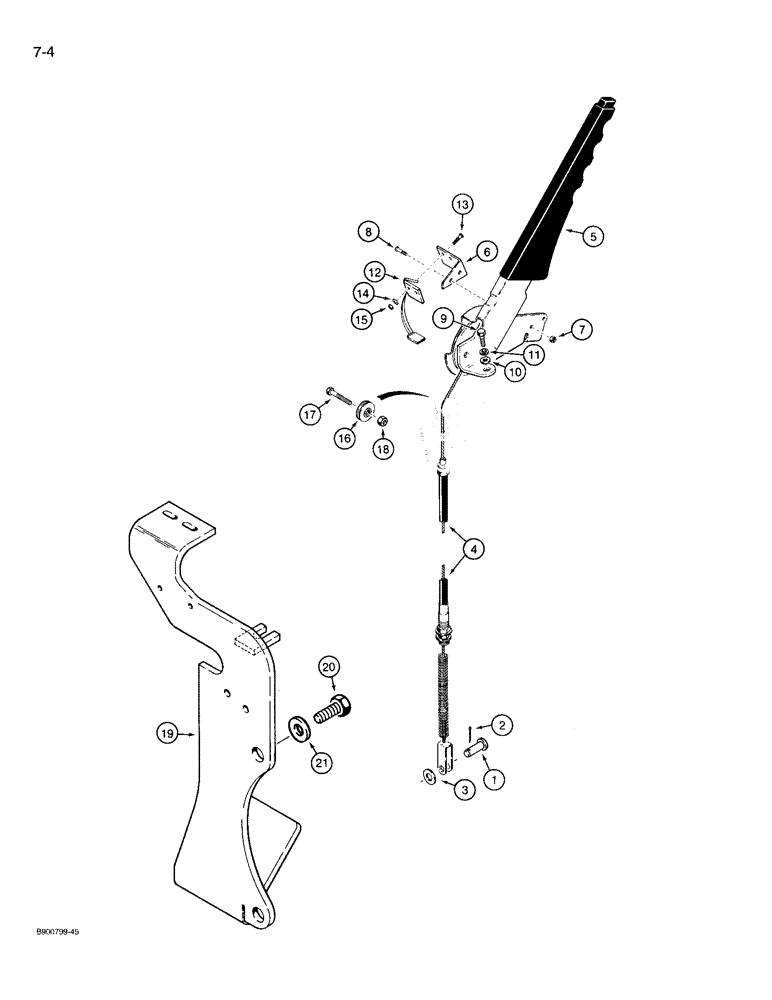 Схема запчастей Case 721 - (7-04) - PARKING BRAKE CONTROLS, PRIOR TO P.I.N. JAK0022758 (07) - BRAKES