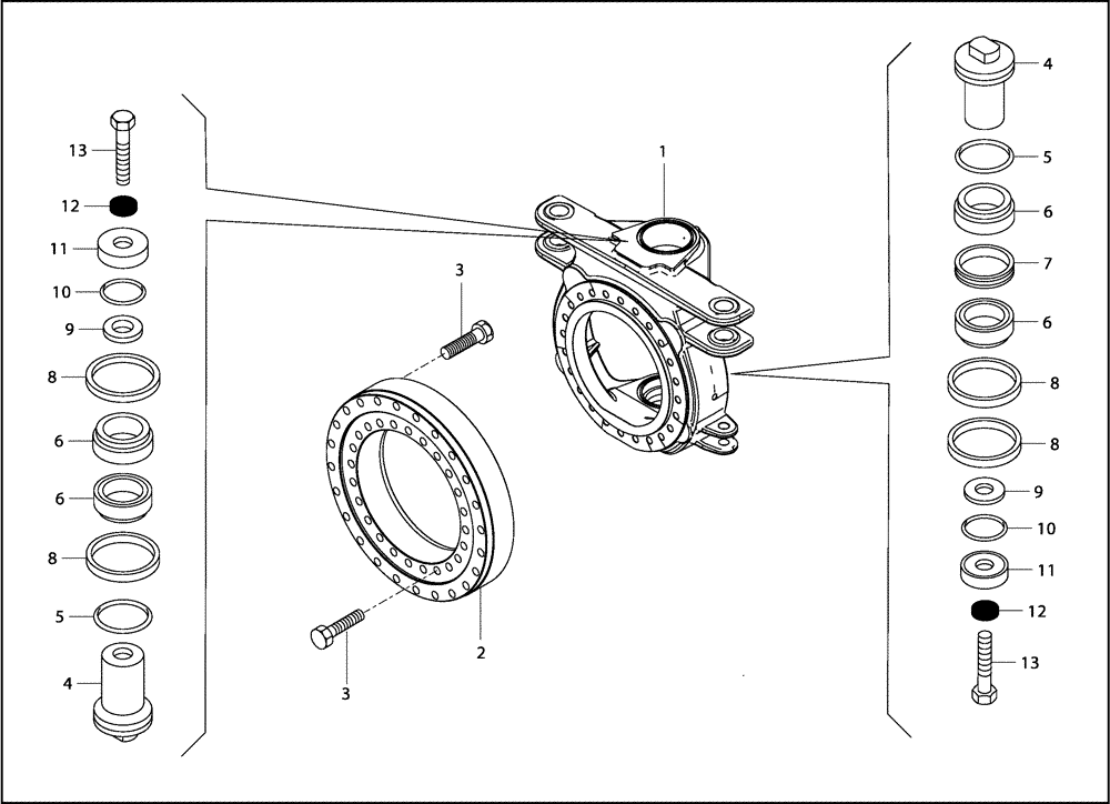 Схема запчастей Case 330B - (36A00000975[001]) - ARTICULATION, MAIN FRAME (87544213) (09) - Implement / Hydraulics / Frame / Brakes