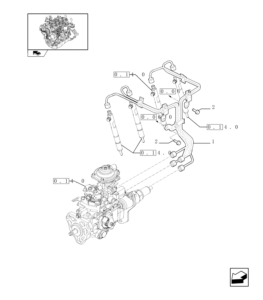 Схема запчастей Case F5CE9454E A002 - (0.14.9) - INJECTION EQUIPMENT - PIPING (504207956) 