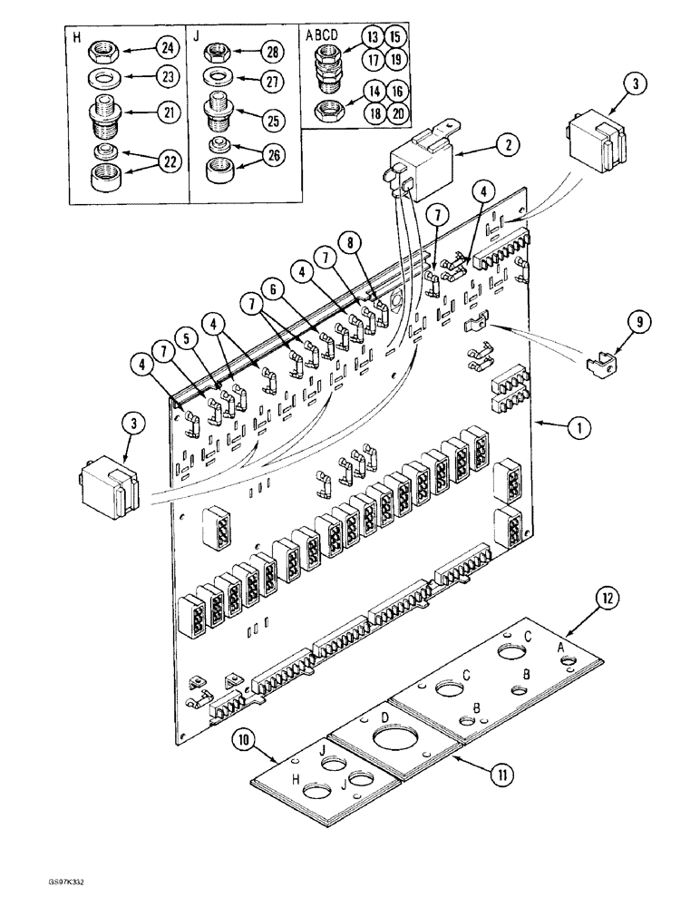 Схема запчастей Case 170C - (4-52) - ELECTRICAL BOX, PRINTED CIRCUIT, P.I.N. 74632 THROUGH 74662, P.I.N. 02301 AND AFTER (04) - ELECTRICAL SYSTEMS