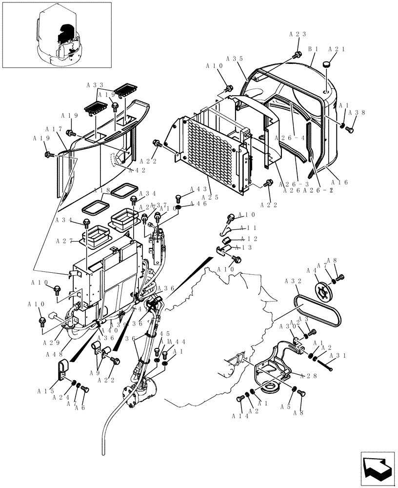 Схема запчастей Case CX31B - (781-01A[1]) - COOLER ASSY (90) - PLATFORM, CAB, BODYWORK AND DECALS