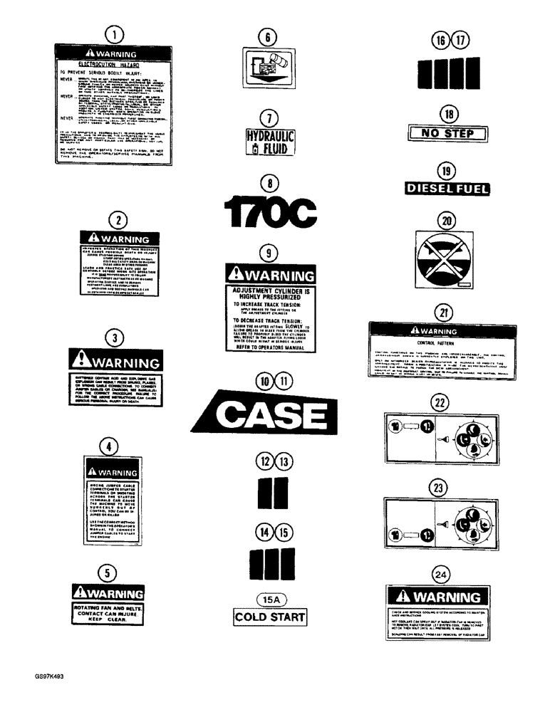 Схема запчастей Case 170C - (9-116) - DECALS, P.I.N. 02305 AND AFTER (09) - CHASSIS