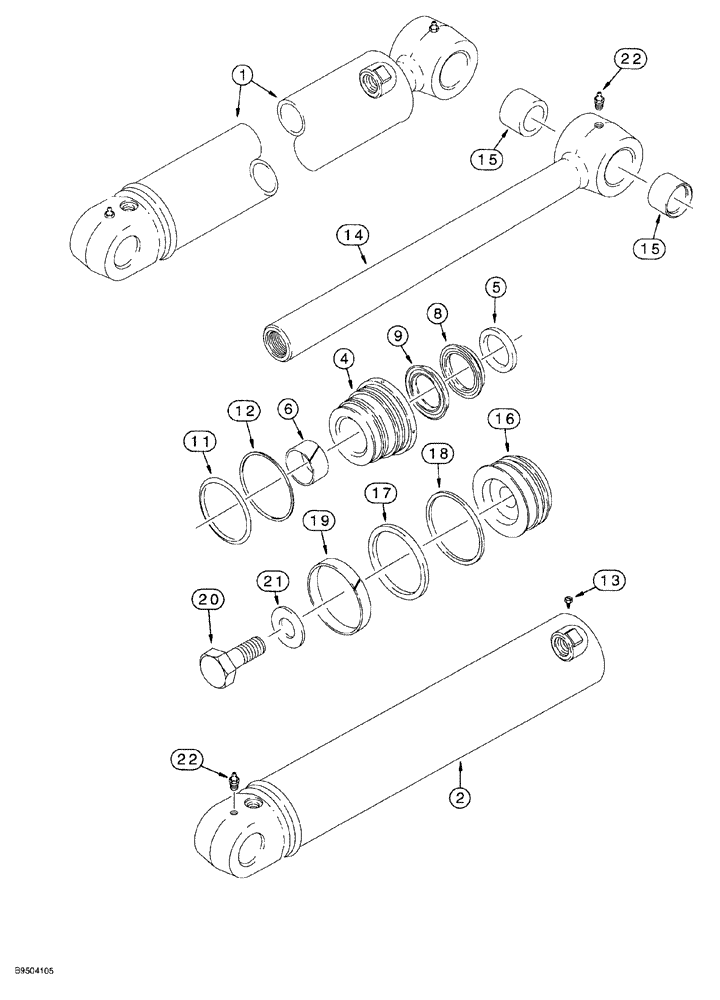 Схема запчастей Case 580SL - (8-139A) - BACKHOE DIPPER CYLINDER - P/N 183795A3 (08) - HYDRAULICS