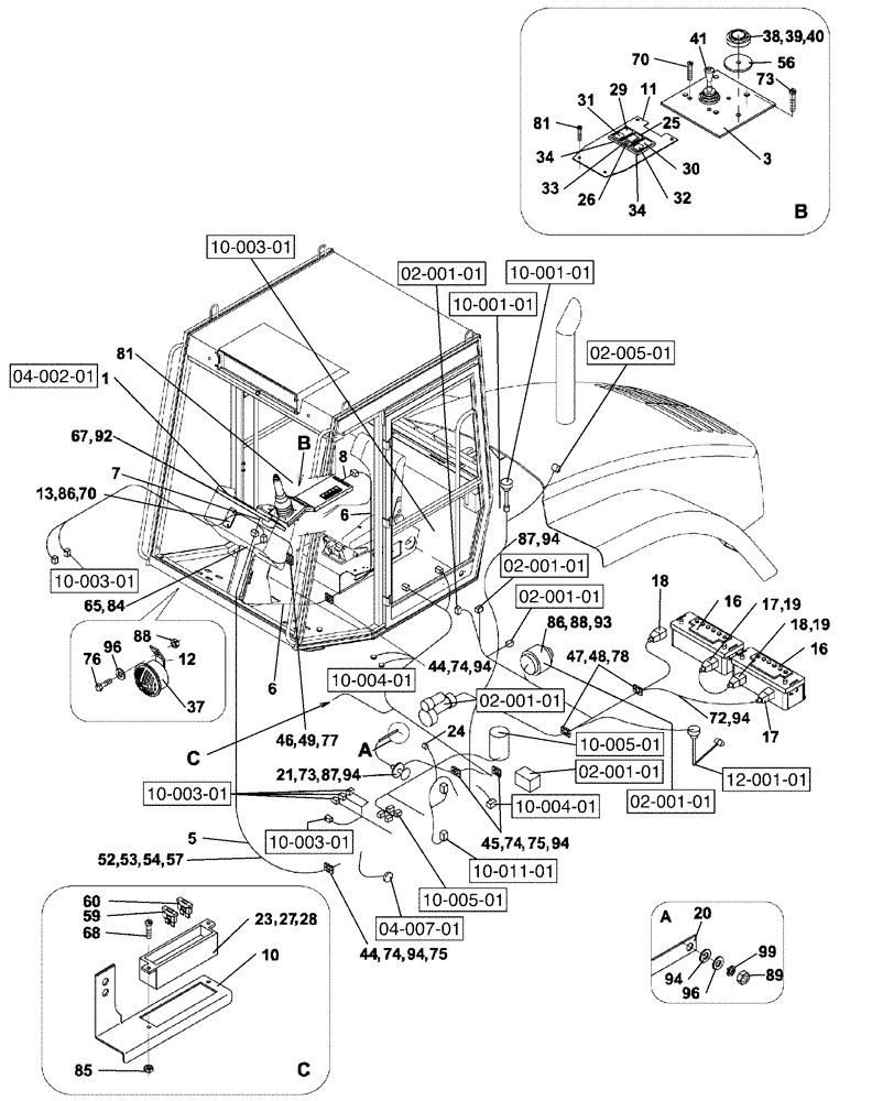 Схема запчастей Case SV212 - (04-001-00[02]) - ELECTRICAL CIRCUIT (04) - ELECTRICAL SYSTEMS