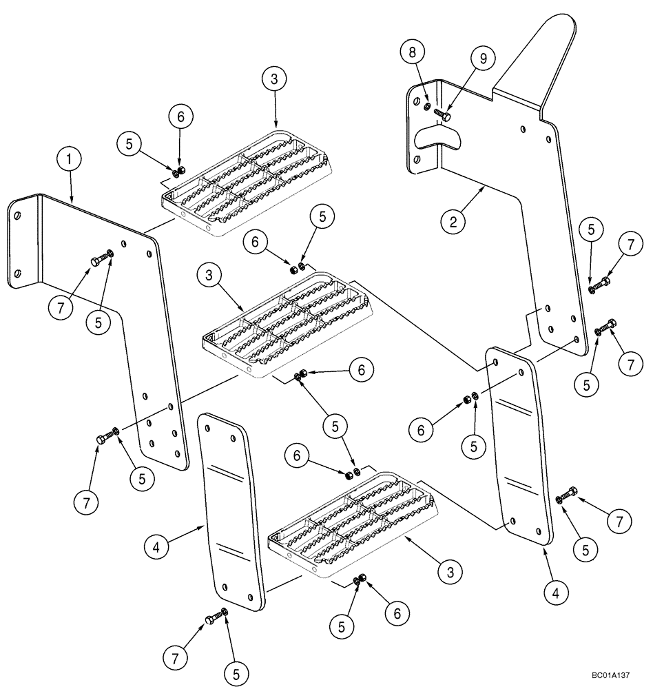 Схема запчастей Case 521D - (09-25) - FENDERS, REAR - STEPS - IF USED (09) - CHASSIS