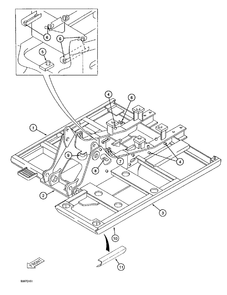 Схема запчастей Case 9020B - (9-004) - TURNTABLE, PRIOR TO P.I.N. DAC02#2001 (09) - CHASSIS