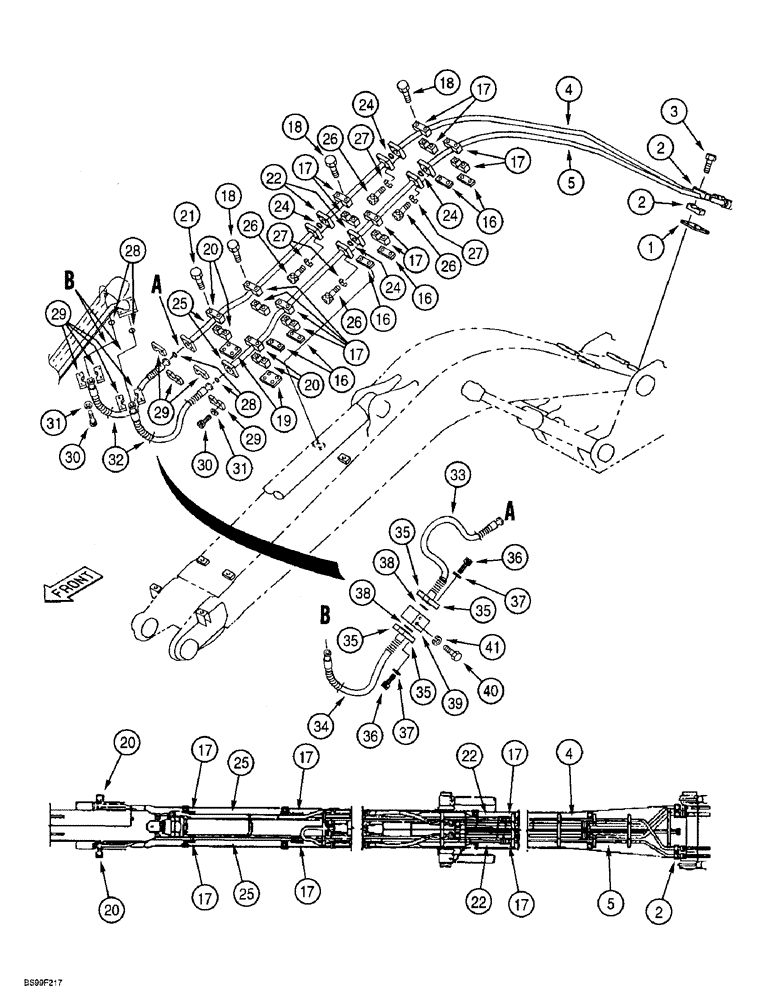 Схема запчастей Case 9060B - (8-067A) - BUCKET CYLINDER LINES, P.I.N. EAC0601060 & AFTER (08) - HYDRAULICS