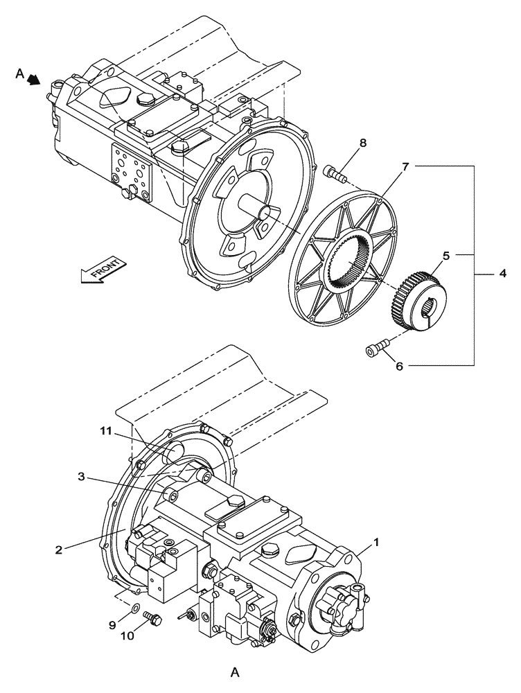 Схема запчастей Case CX300C - (08-002-00[01]) - HYDRAULIC PUMP - COUPLING - STANDARD (08) - HYDRAULICS