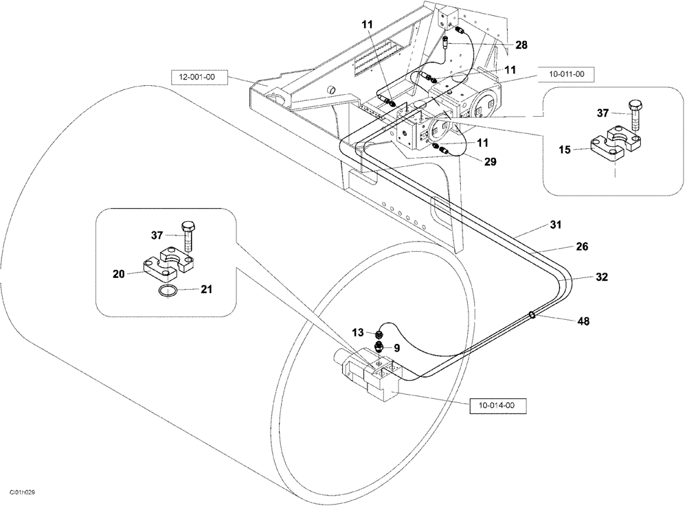 Схема запчастей Case SV223 - (10-002-00[01]) - HYDRAULIC CIRCUIT - VIBRATION (07) - HYDRAULIC SYSTEM