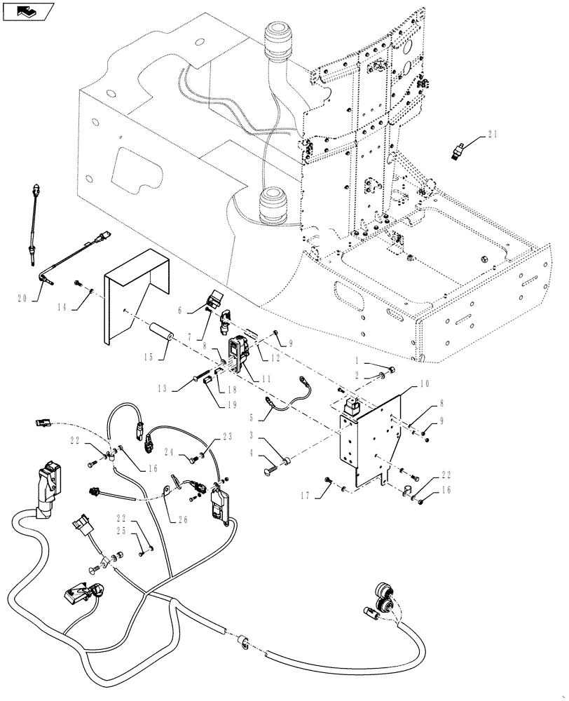 Схема запчастей Case 1021F - (55.100.02[02]) - REAR CHASSIS HARNESS INSTALLATION (55) - ELECTRICAL SYSTEMS