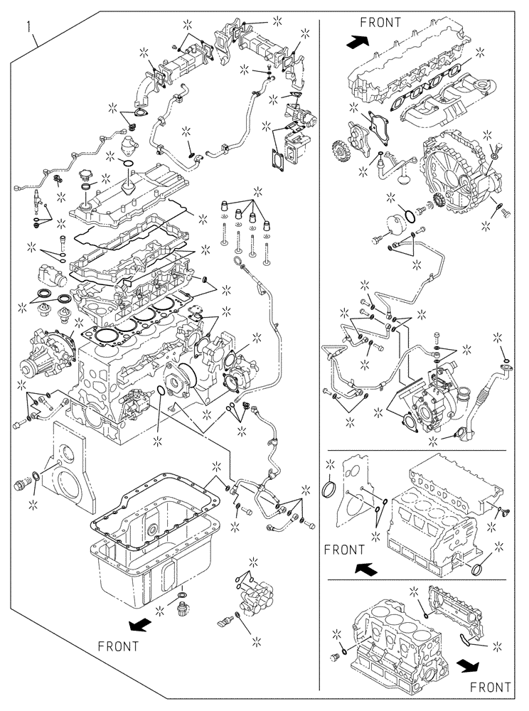 Схема запчастей Case CX235C SR - (10.001.04[01]) - PACKAGE SEALS - ENGINE (10) - ENGINE