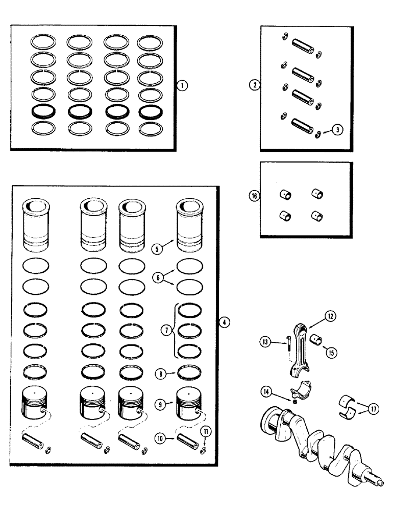 Схема запчастей Case 310G - (038) - PISTON ASSY. & CONNECTING RODS, (148B) SPARK IGNITION ENG. (01) - ENGINE