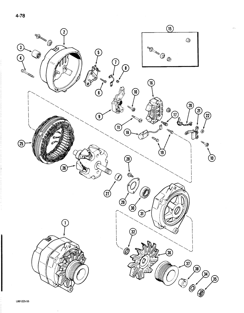 Схема запчастей Case 780C - (4-078) - L112091 ALTERNATOR, USED ON LOADER BACKHOE WITH 24 VOLT SYSTEM (04) - ELECTRICAL SYSTEMS