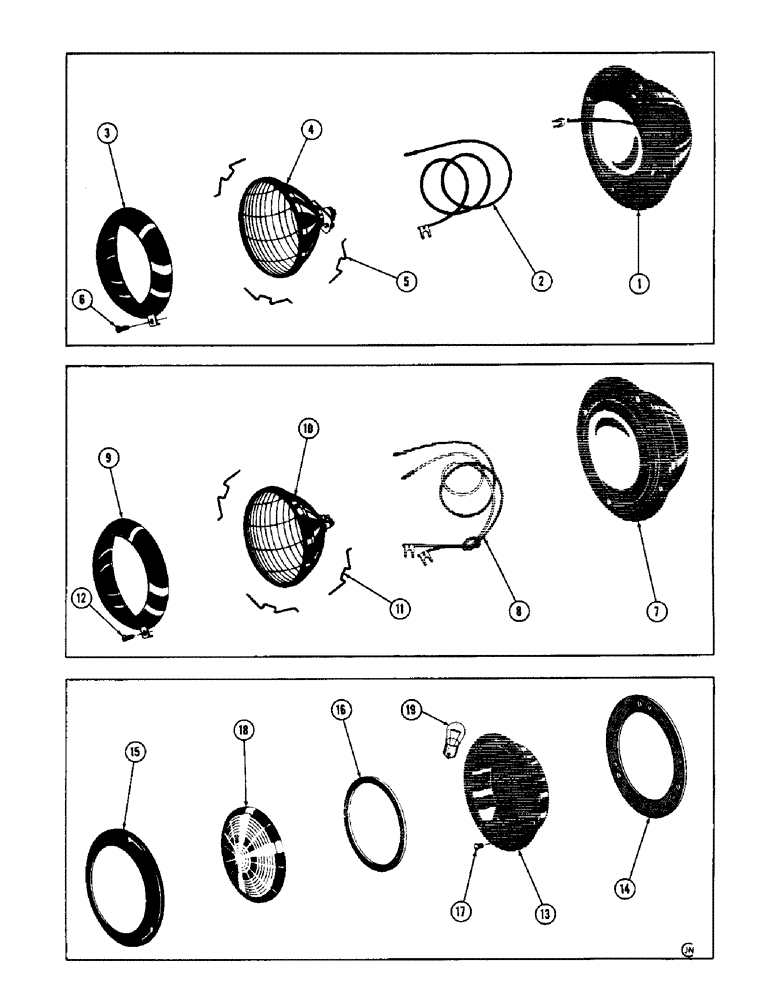 Схема запчастей Case 600 - (050) - HEAD AND TAIL LIGHTS, HOUSINGS, SEALED BEAMS, BULBS, LENS (06) - ELECTRICAL SYSTEMS