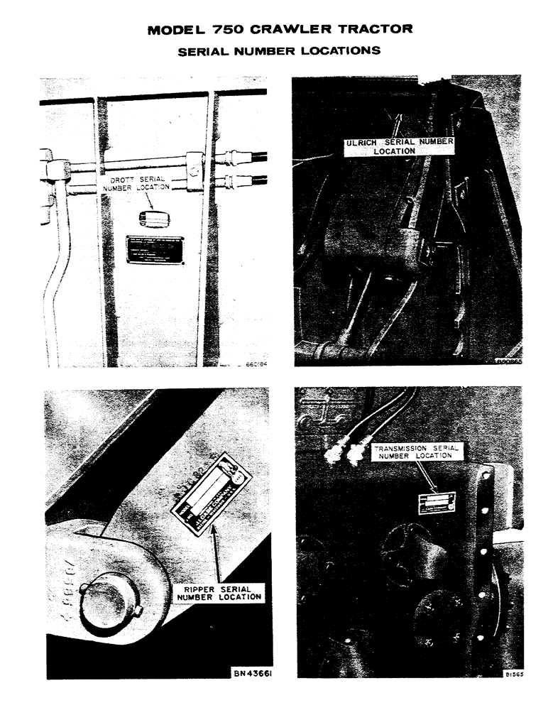 Схема запчастей Case 750 - (002) - MODEL 750 CRAWLER TRACTOR SERIAL NUMBER LOCATIONS (00) - GENERAL