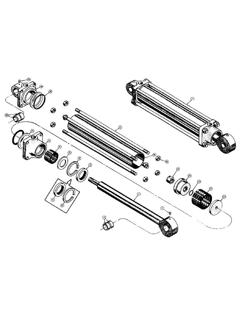 Схема запчастей Case 500 - (210) - D23808 LOADER HYDRAULIC BUCKET CYLINDERS (05) - UPPERSTRUCTURE CHASSIS