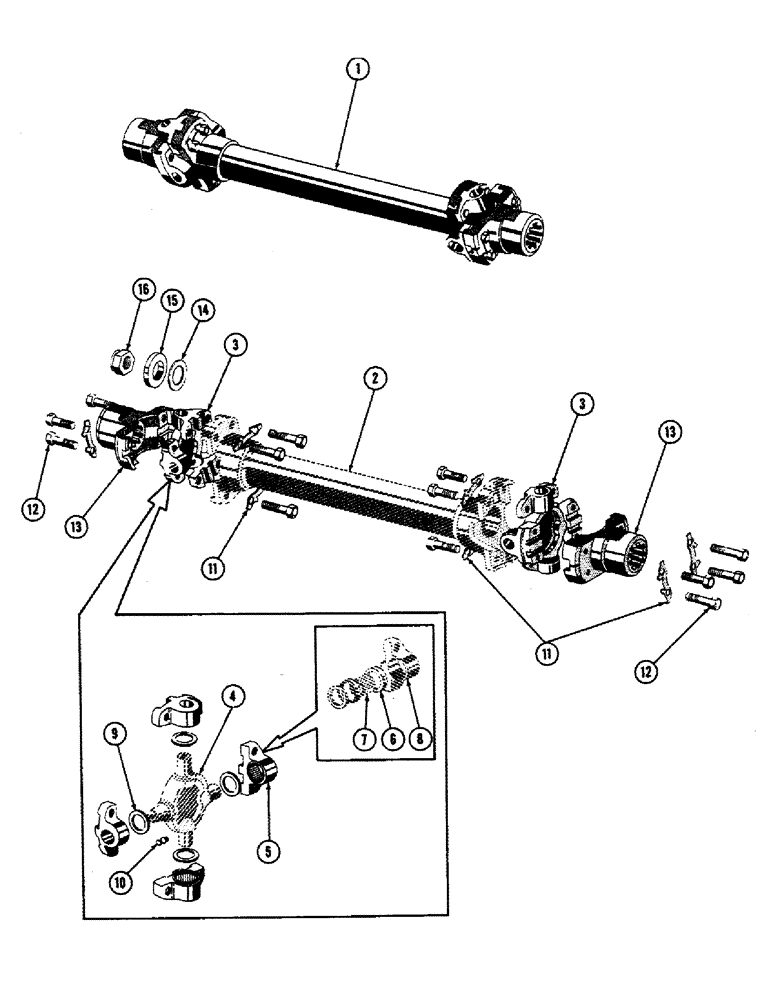 Схема запчастей Case 800 - (106) - UNIVERSAL SHAFT ASSY., (USED UP TO SERIAL #7081201) (03) - TRANSMISSION