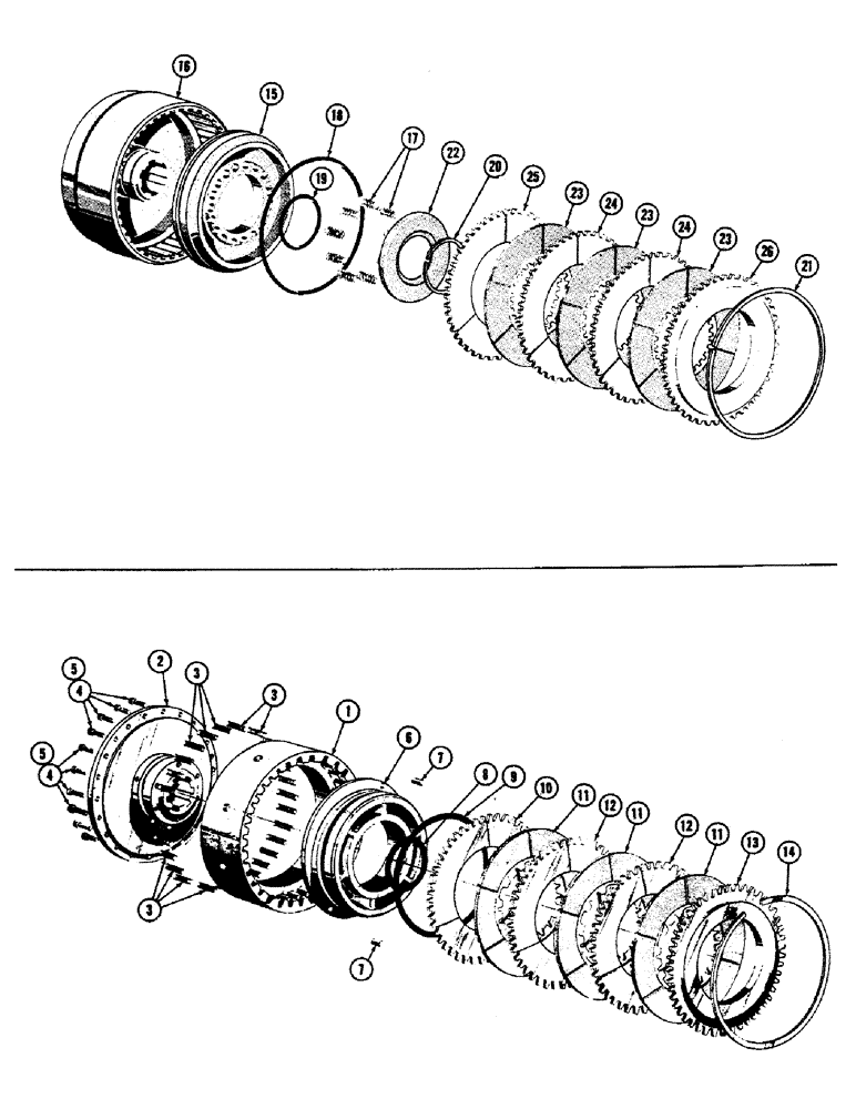 Схема запчастей Case 800 - (122) - TRANSMISSION INSTALLATION, HYDRAULIC CLUTCH PARTS (03) - TRANSMISSION