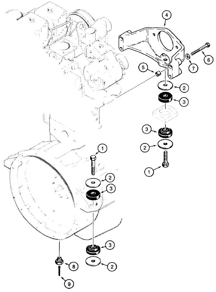 Схема запчастей Case 550H - (2-01) - ENGINE, MOUNTING (02) - ENGINE