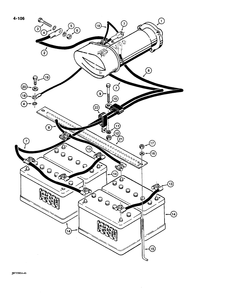 Схема запчастей Case W36 - (4-106) - BATTERIES, STARTER, AND BATTERY CABLES (04) - ELECTRICAL SYSTEMS