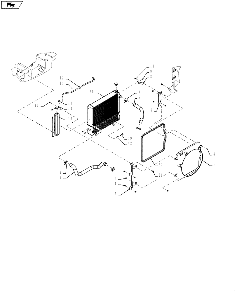 Схема запчастей Case SR220 - (10.400.BE[01]) - RADIATOR & COOLER, LINES (SR220-SV300,TR320,TV380) (10) - ENGINE