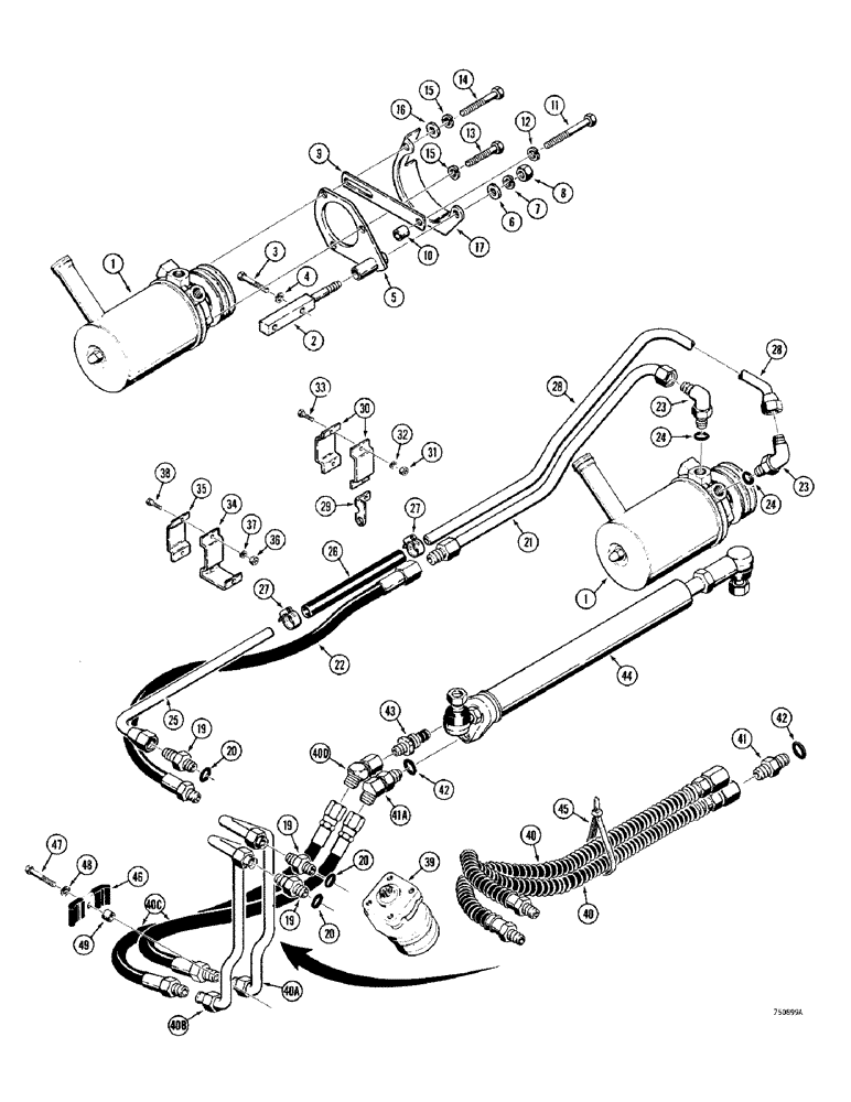 Схема запчастей Case 380CK - (060) - STEERING HYDRAULIC CIRCUIT (05) - STEERING