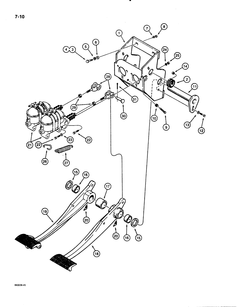 Схема запчастей Case 480E - (7-10) - BRAKE PEDALS AND MOUNTING (07) - BRAKES