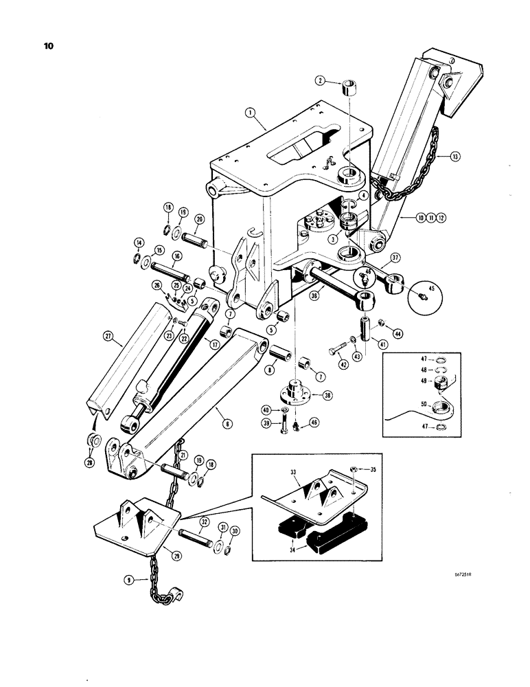 Схема запчастей Case 33 - (010) - MOUNTING FRAME AND STABILIZERS 