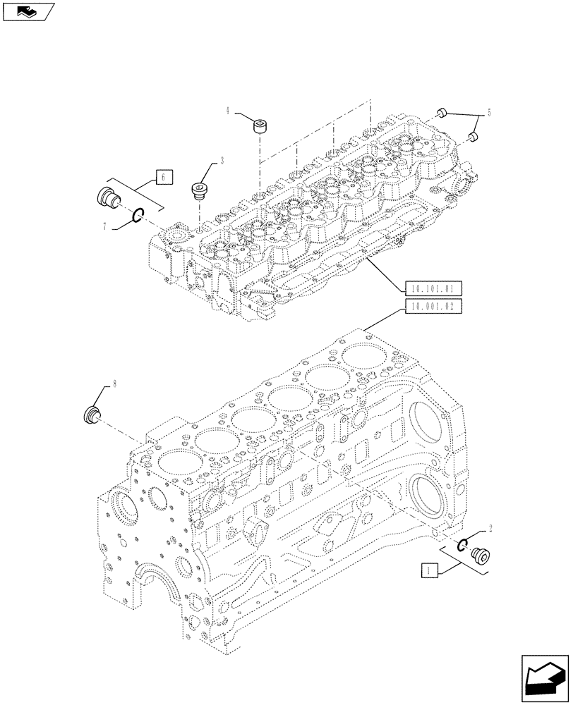 Схема запчастей Case F4DFE613B A004 - (10.001.06) - ENGINE COOLING SYSTEM PLUGS (10) - ENGINE