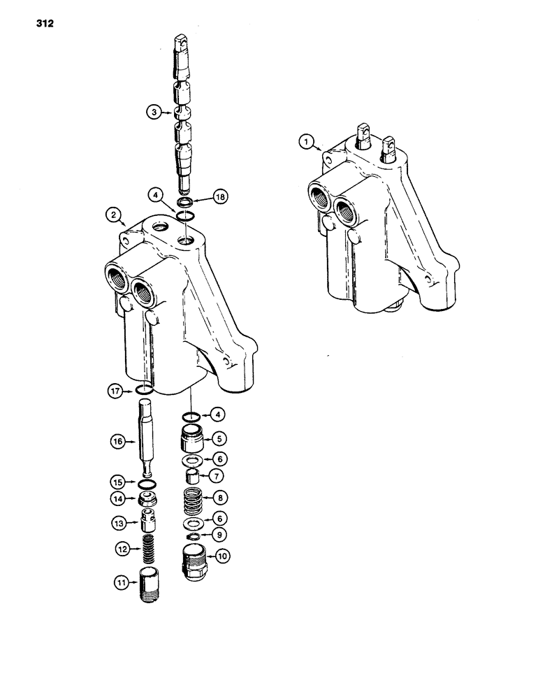 Схема запчастей Case 480D - (312) - STABILIZER CONTROL VALVE, 480D MODELS ONLY (35) - HYDRAULIC SYSTEMS