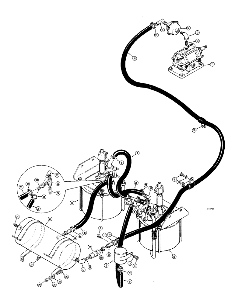 Схема запчастей Case 680CK - (120) - BRAKE SYSTEM, ATMOSPHERIC INTAKE AND VACUUM PUMP, TO HYDRIVAC CYLINDERS (33) - BRAKES & CONTROLS