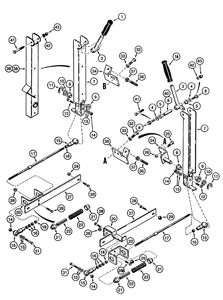 Схема запчастей Case 1835C - (6-02) - FORWARD AND REVERSE CONTROL LEVERS AND LINKAGE PRIOR TO P.I.N. JAF0037367 (06) - POWER TRAIN