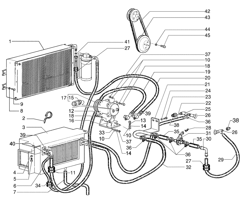 Схема запчастей Case 885 - (09-086[02]) - AIR CONDITIONING - CIRCUIT AND ASSEMBLY (09) - CHASSIS